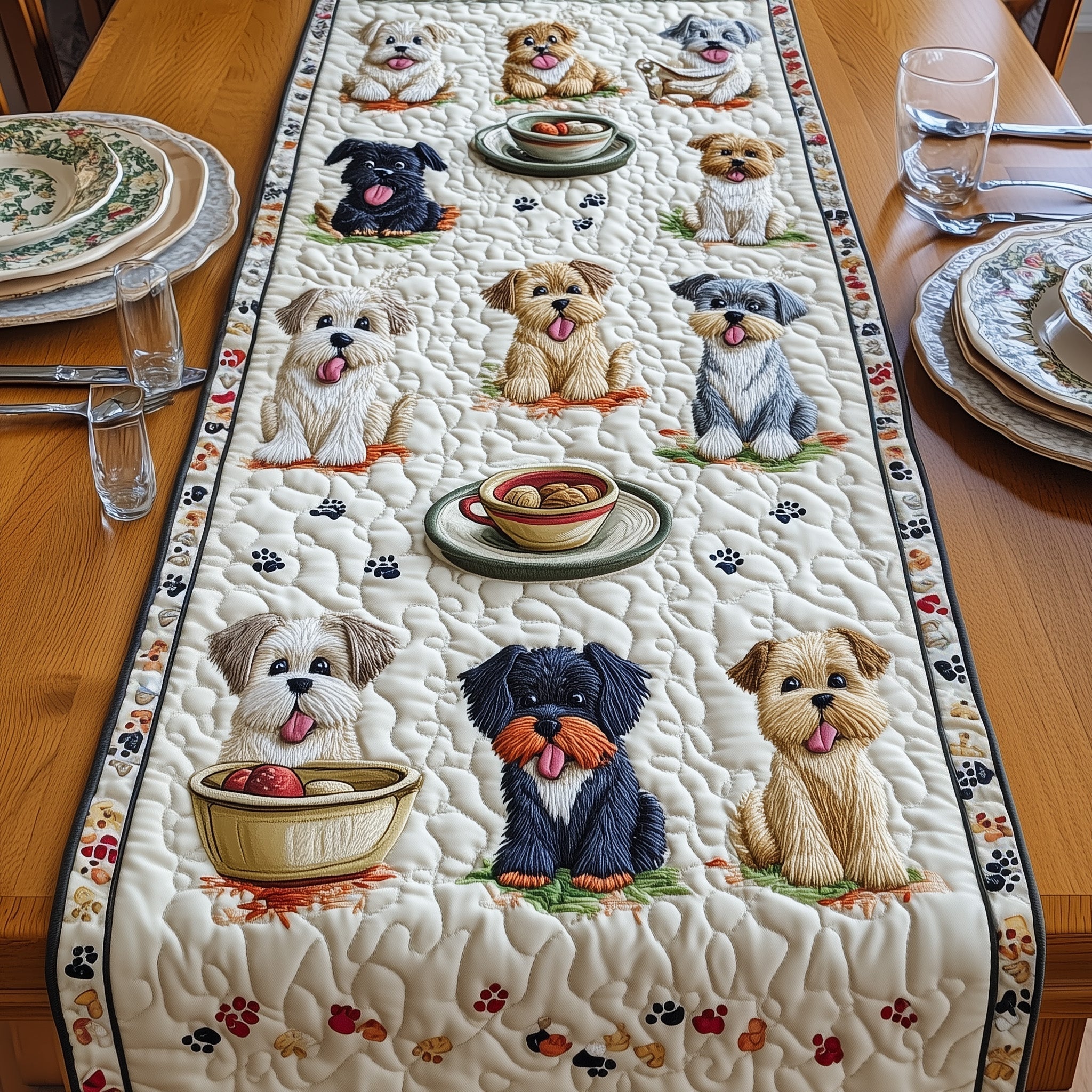 Schnauzer Quilted Table Runner Cool Table Runner Great Dog Christmas Gifts