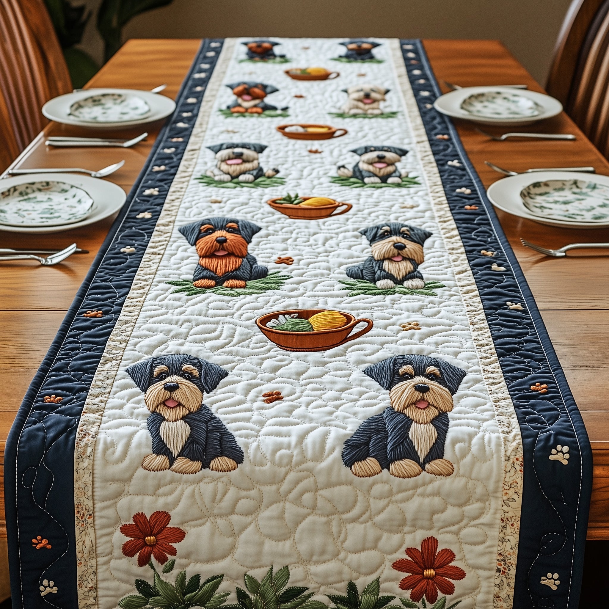 Schnauzer Quilted Table Runner Dining Room Decor Ideas Dog And Owner Gifts
