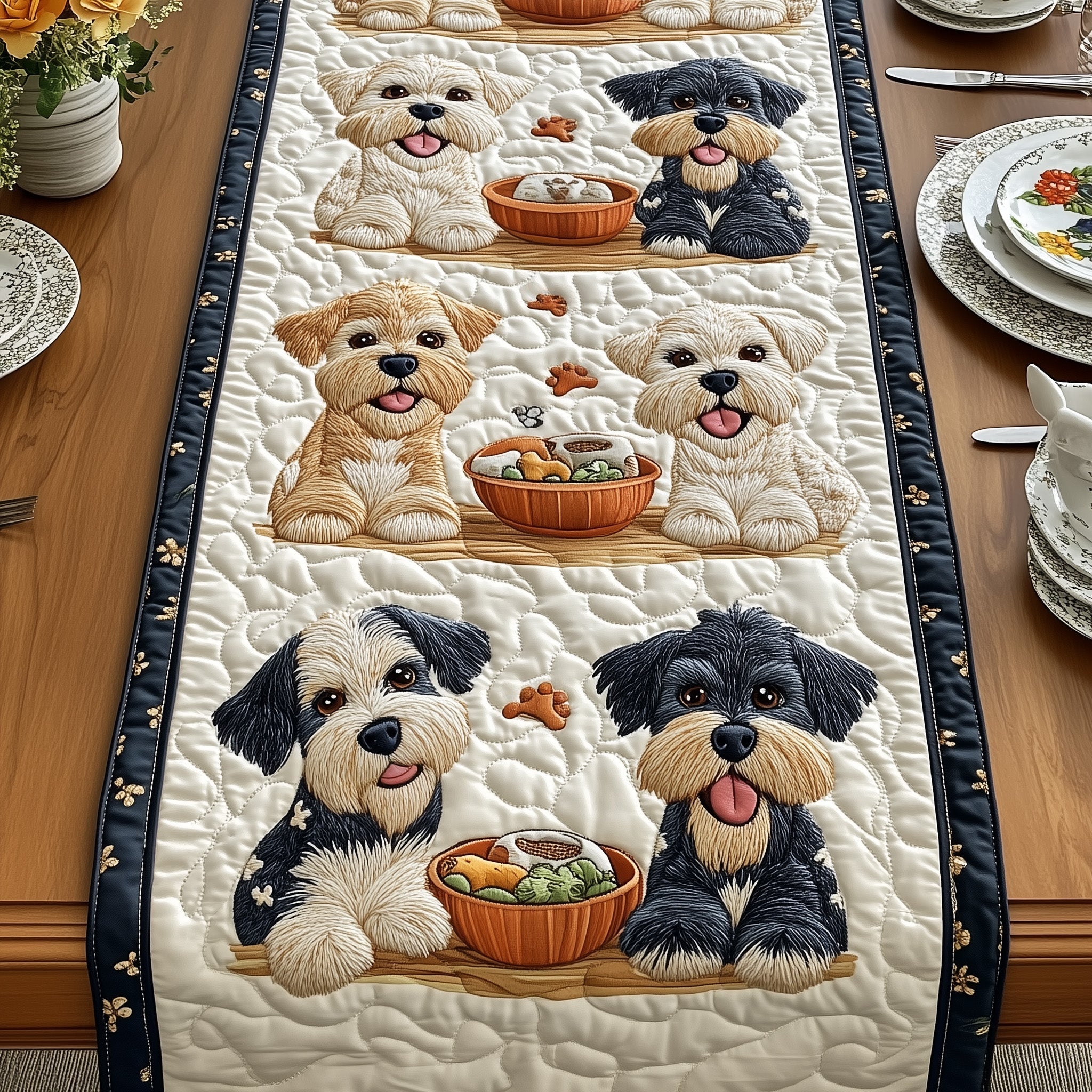 Schnauzer Quilted Table Runner Table Runner Dining Table Best Christmas Present For Dog