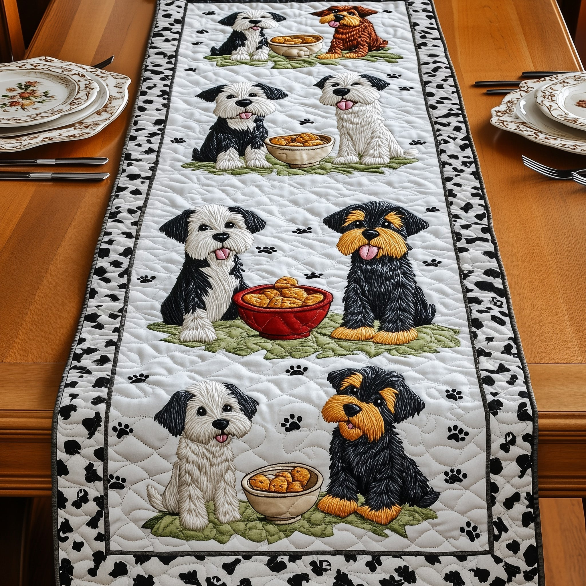 Schnauzer Quilted Table Runner Unique Table Runner Ideas Present Ideas For Dog Lovers
