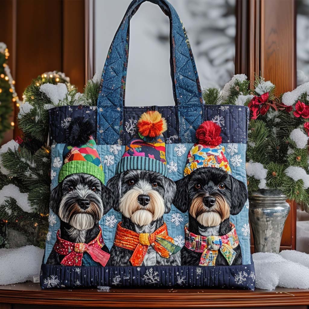 Schnauzer Snow Day Quilted Tote Bag The Best Tote Bag Gifts For Mum Christmas