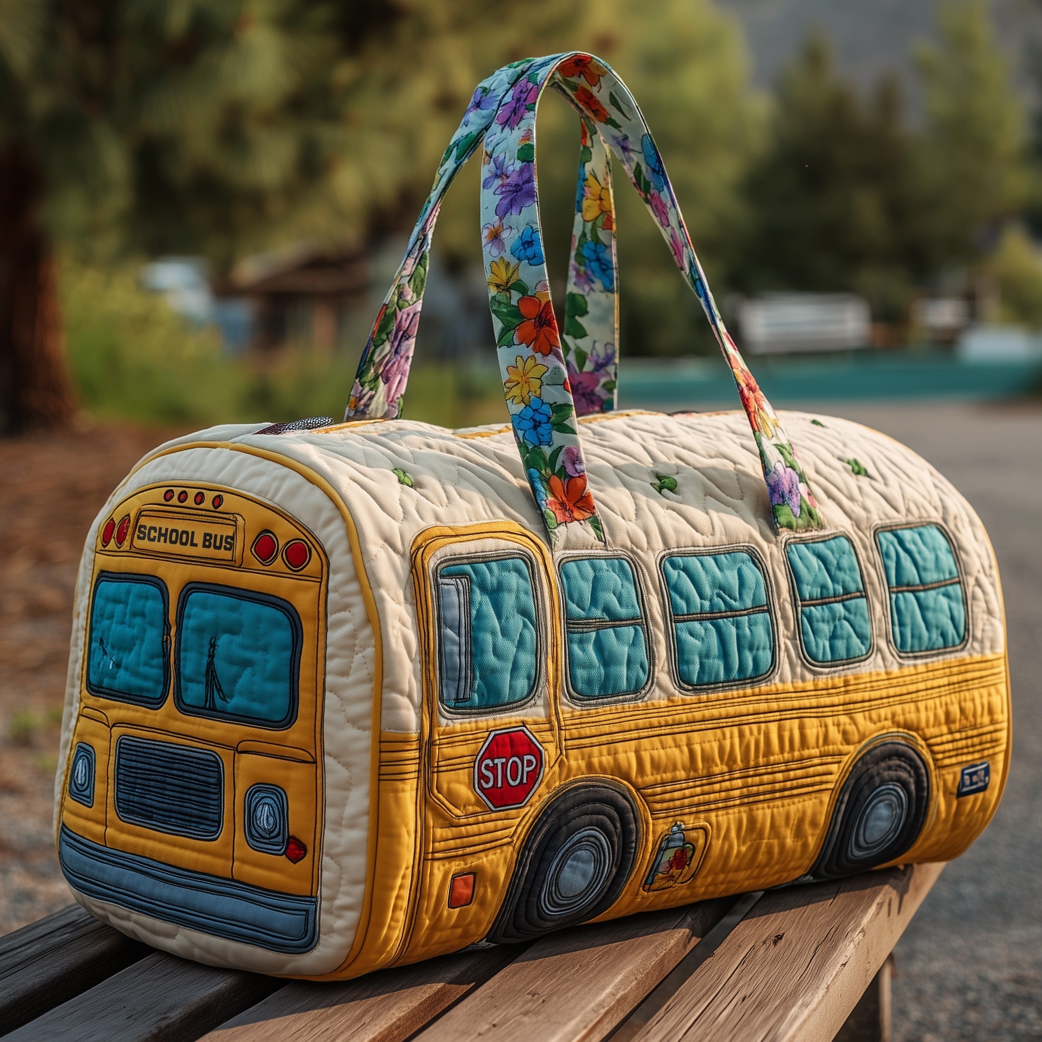 School Bus Quilted Duffle Bag Top Duffel Bags Happy Mothers Day Gift