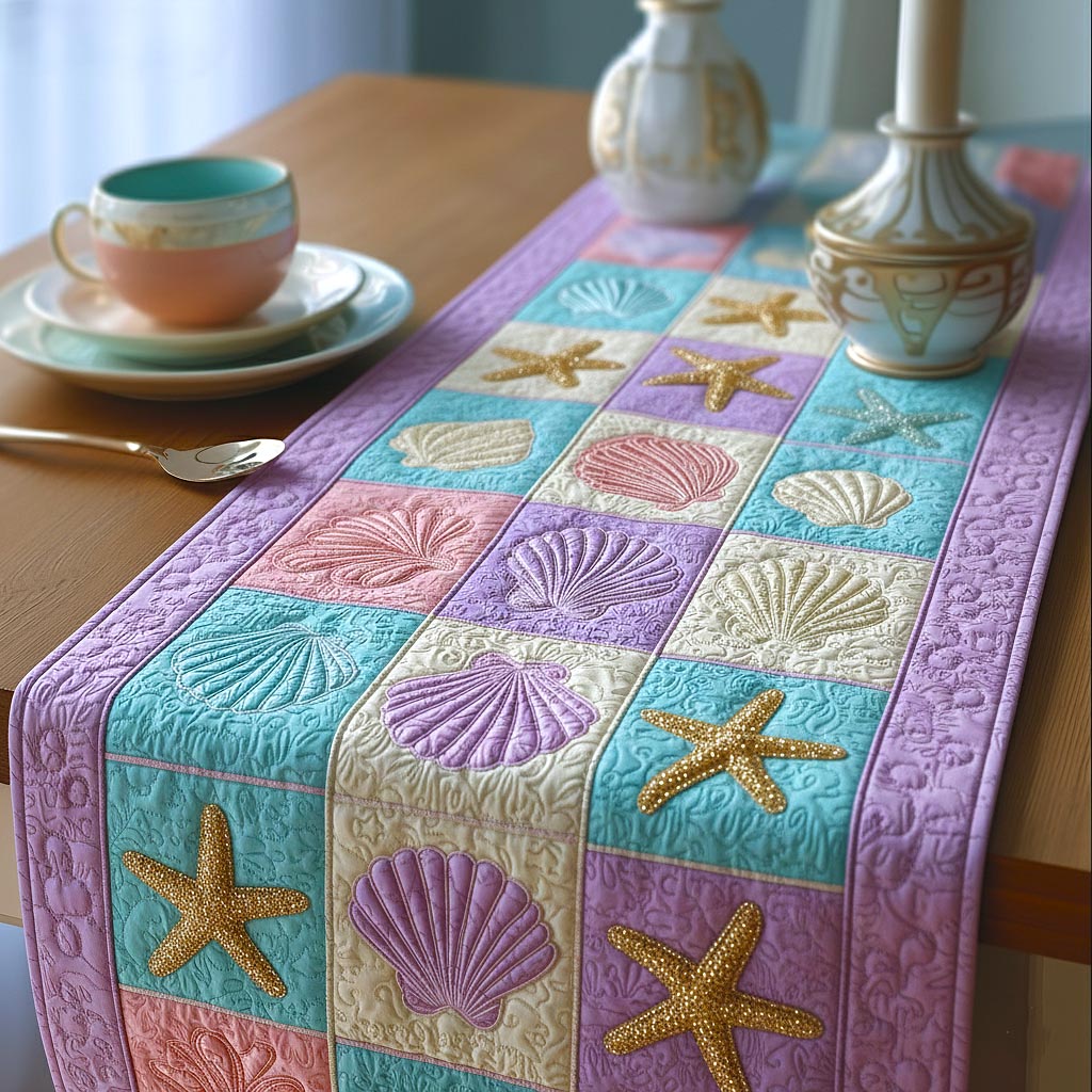 Sea Drift Quilted Table Runner Beach Style Table Runner Christmas Presents For Beach Lovers