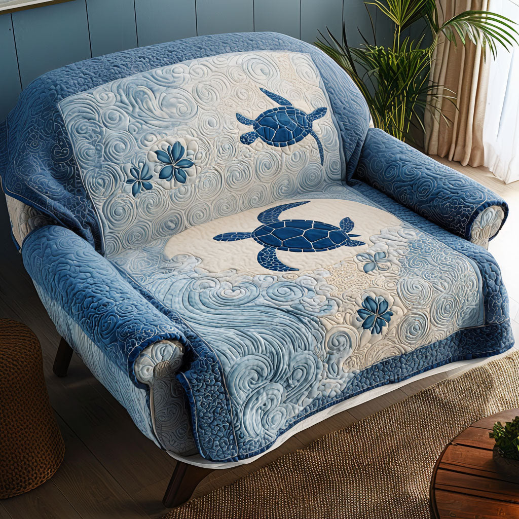 Sea Harmony Quilted Sofa Cover Best Sofa Slipcovers Gift For Turtle Lover