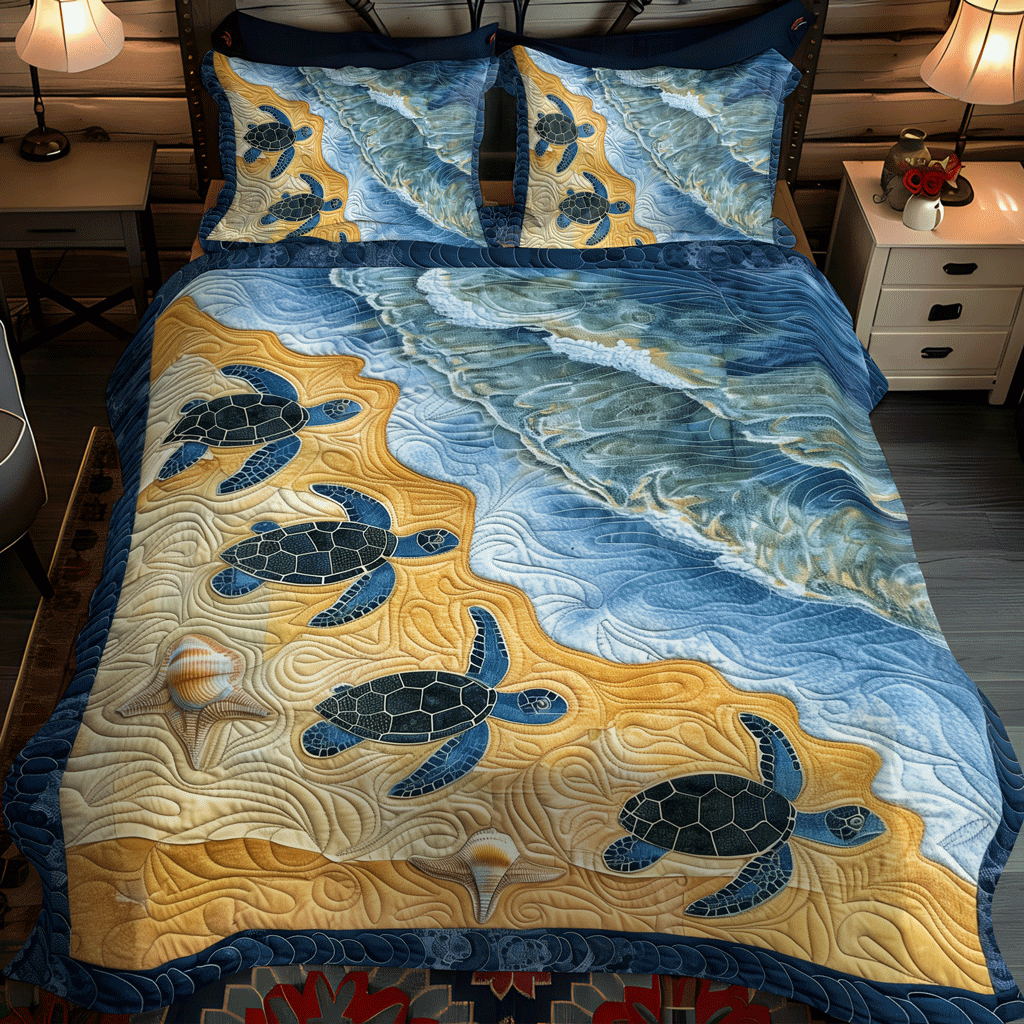 Sea Turtle Bay Quilted Bedding Set Bedspread Set Sea Turtle Themed Gifts