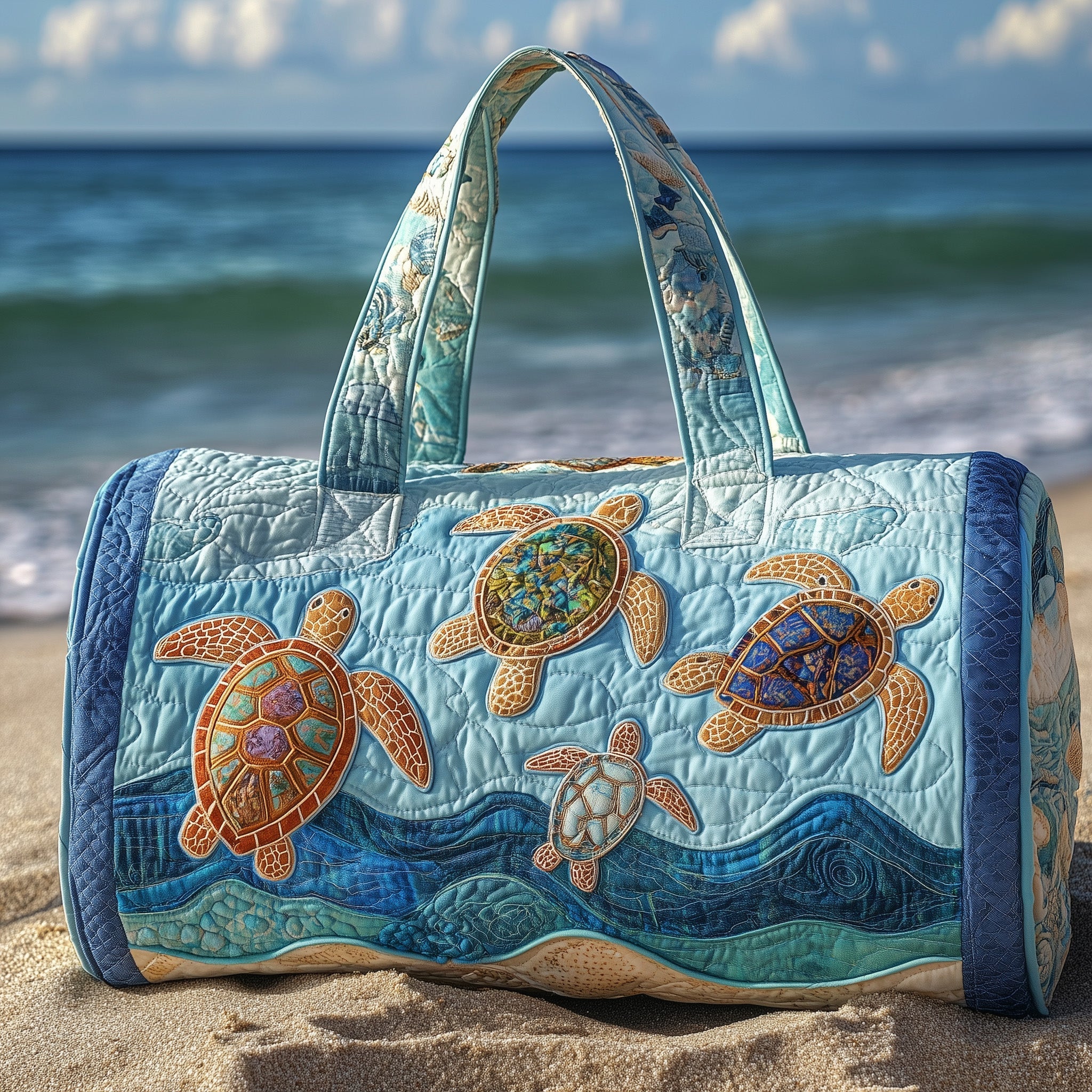Sea Turtle Haven Quilted Duffle Bag Best Large Duffel Bag Presents For Mom Birthday