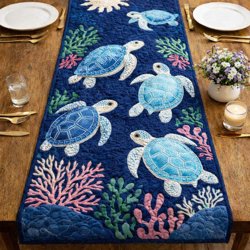 Sea Turtles Quilted Table Runner Dining Table Decor Ideas Christmas Presents For Sea Turtle Lovers