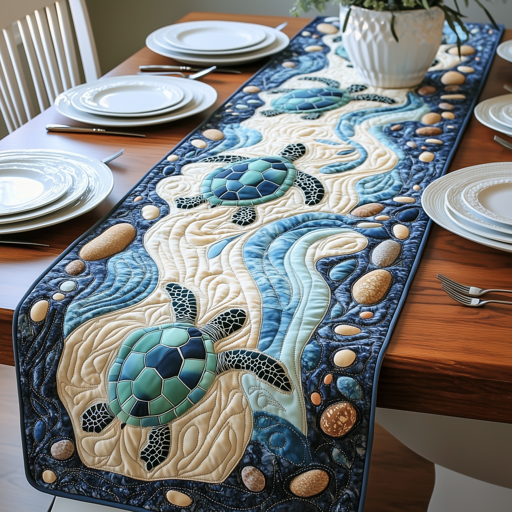 Sea Turtles Quilted Table Runner Target Table Runner Turtle Gifts For Her