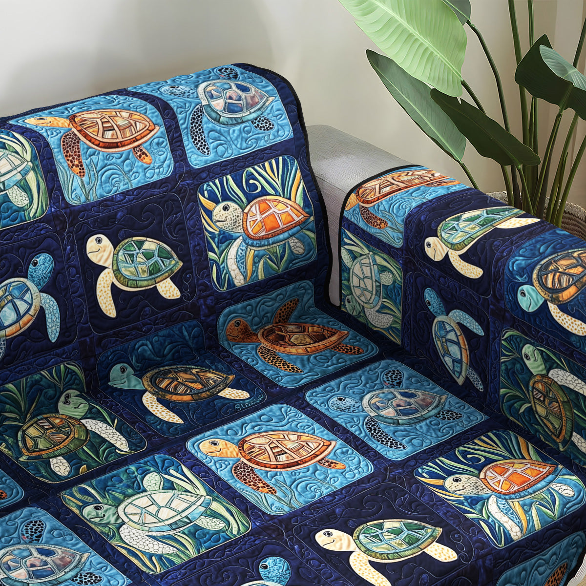 Sea Whisper Quilted Sofa Cover Seat Covers For Couches Good Gifts For Beach Lovers