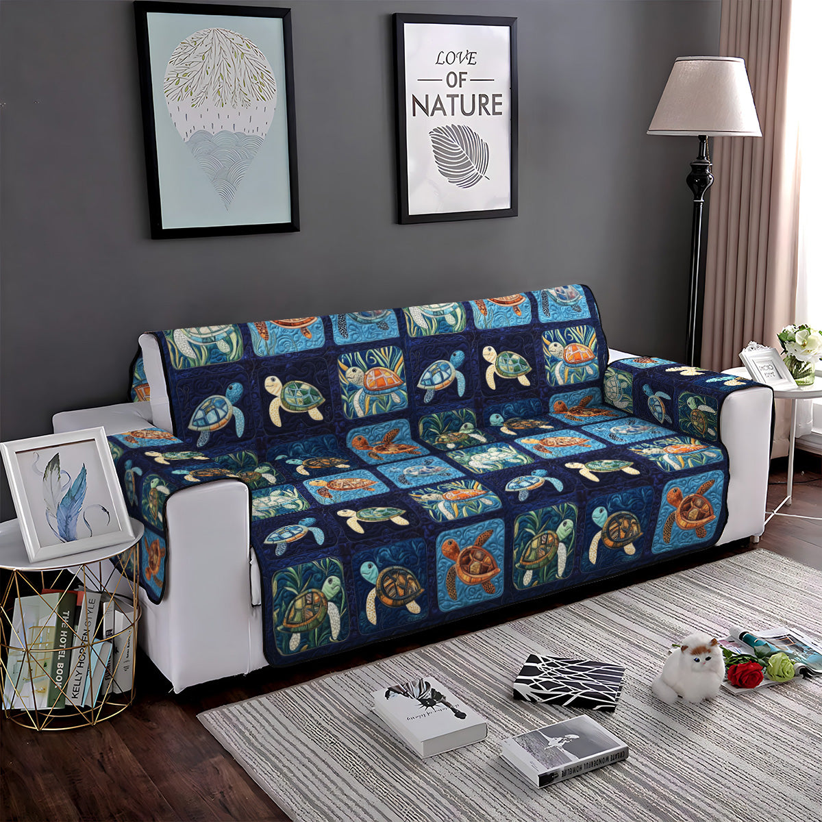 Sea Whisper Quilted Sofa Cover Seat Covers For Couches Good Gifts For Beach Lovers - Image 5