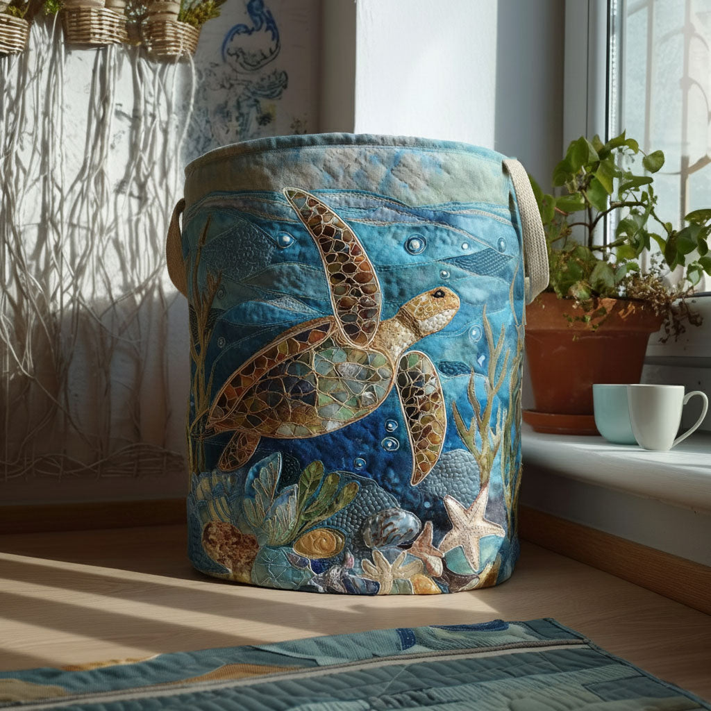 Seabreeze Sanctuary Quilted Laundry Basket Modern Laundry Hamper Mother's Day Gifts For Grandma