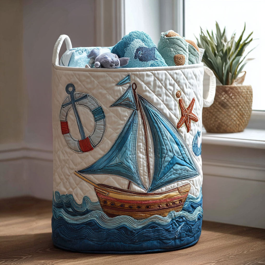 Seafarers Charm Quilted Laundry Basket Unique Hampers Anchor Gift Ideas