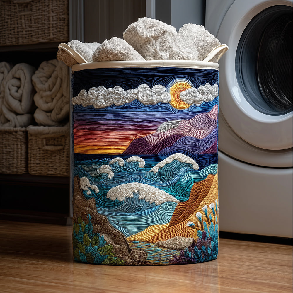 Seashore Serenity Quilted Laundry Basket Laundry Room Ideas Birthday Gifts For Beach Lovers