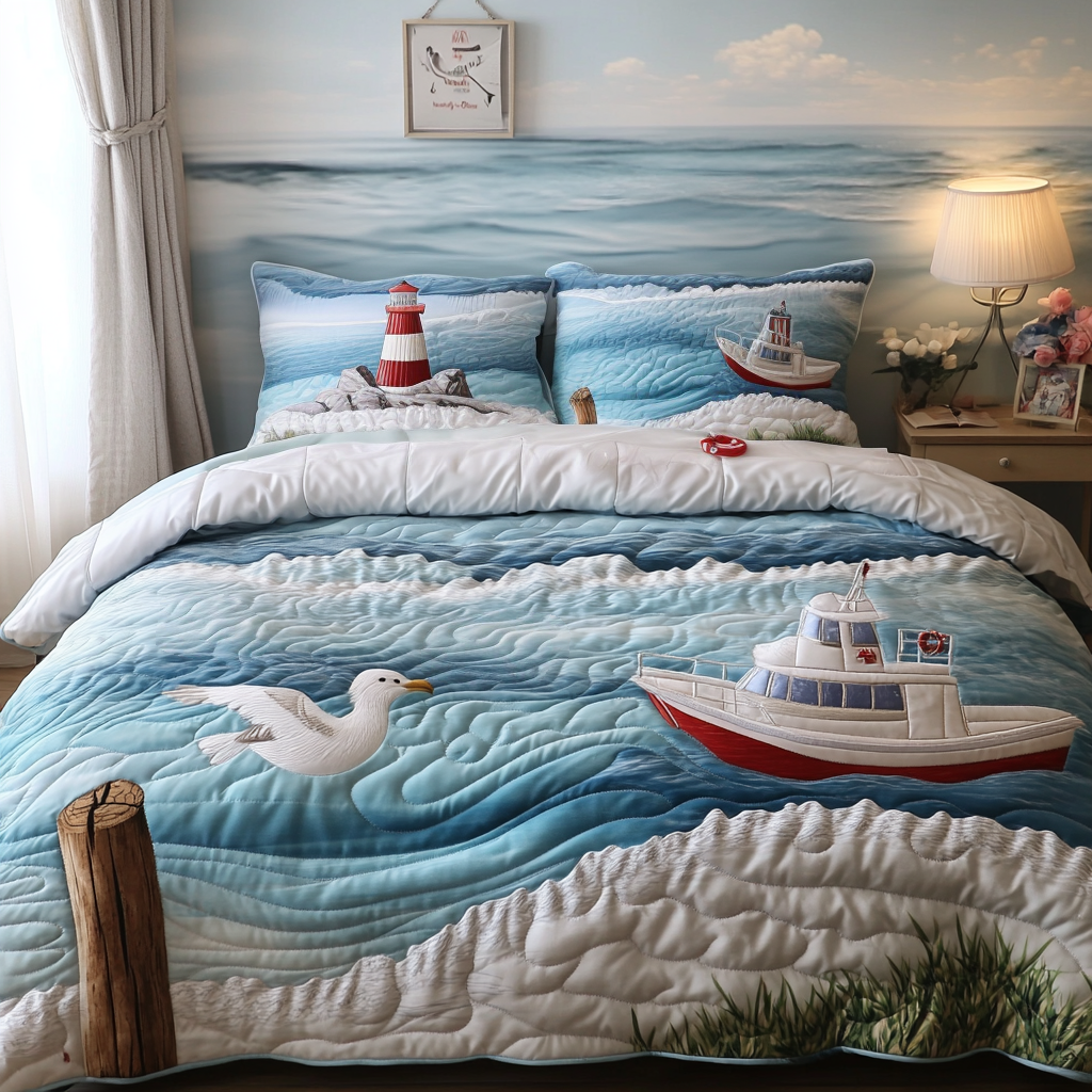 Seaside Dreams Quilted Bedding Set Best Comforter Sets Gifts For Someone Who Loves The Beach
