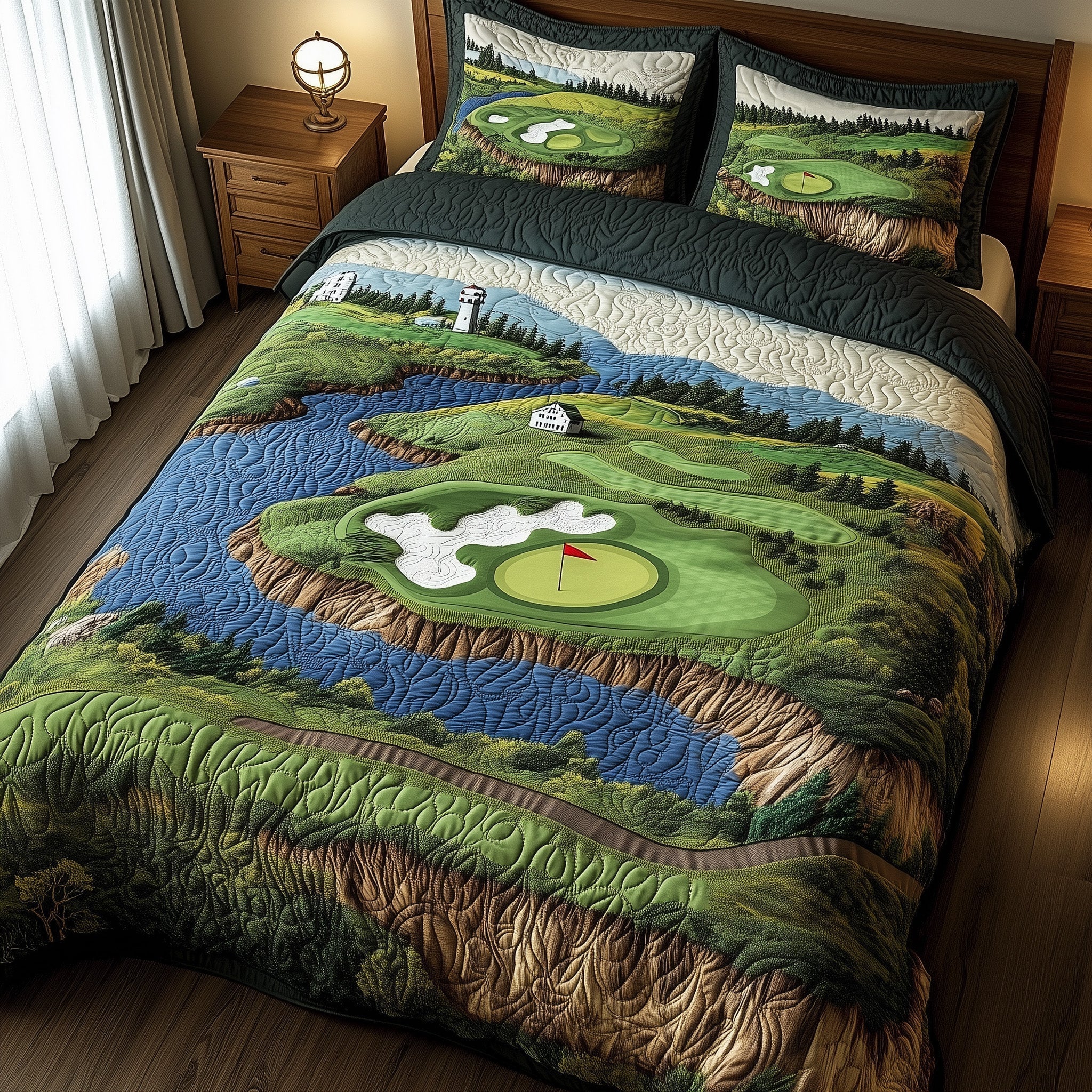 Seaside Fairway Dreams Quilted Bedding Set Bedspread Quilts Meaningful Father's Day Gifts
