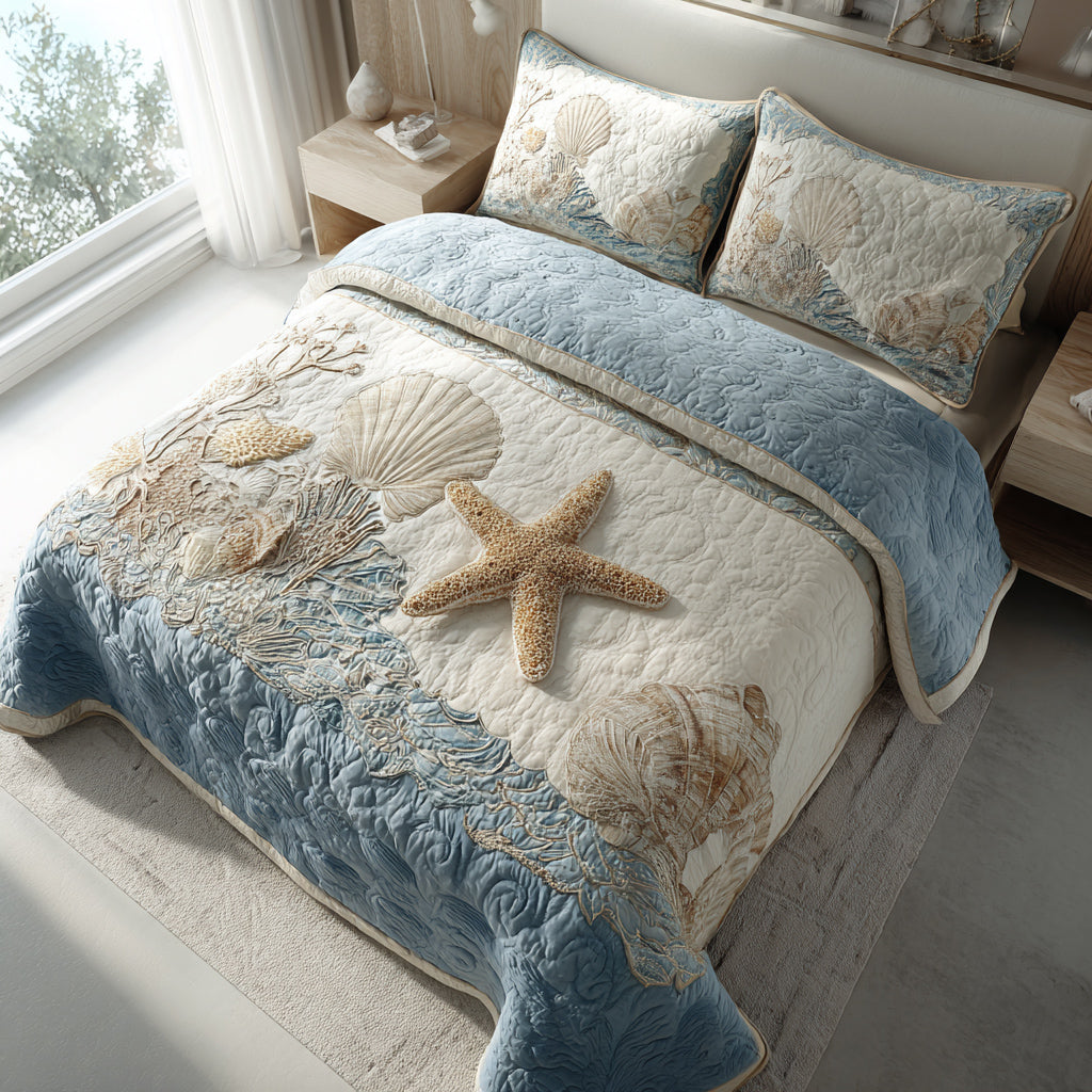 Seaside Ocean Quilted Bedding Set Bedroom Decor Gifts For Ocean Lovers