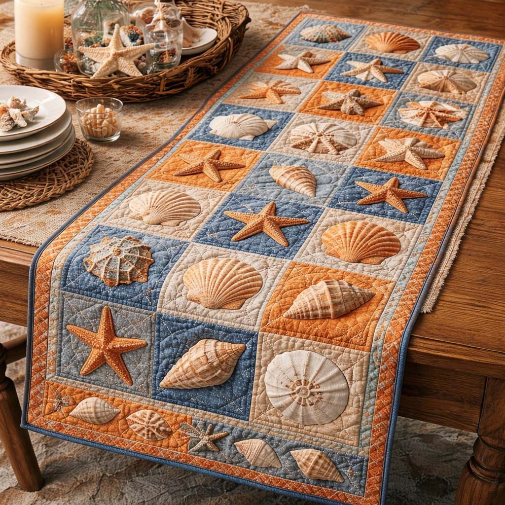 Seaside Patch Quilted Table Runner Dining Room Table Decor Ideas Father's Day Gifts For Husband