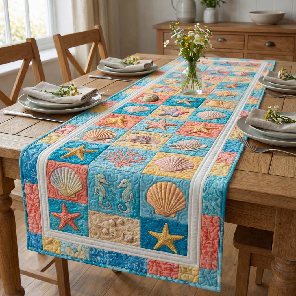 Seaside Patch Quilted Table Runner Dining Room Table Runners Sentimental Father's Day Gifts