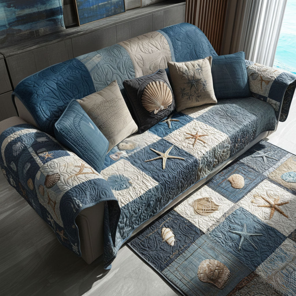Seaside Peace Quilted Sofa Cover Best Sofa Covers Gift For Ocean Lover