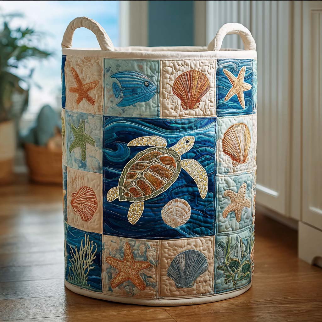 Seaside Serenity Quilted Laundry Basket Best Laundry Hamper Best Mothers Day Ideas