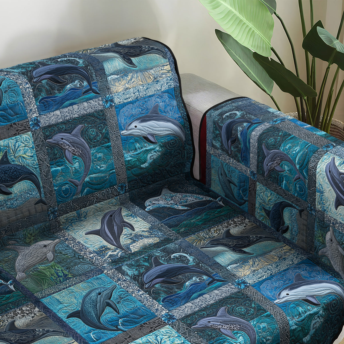 Seaside Serenity Quilted Sofa Cover Best Couch Slipcovers Gift Ideas For Dolphin Lovers
