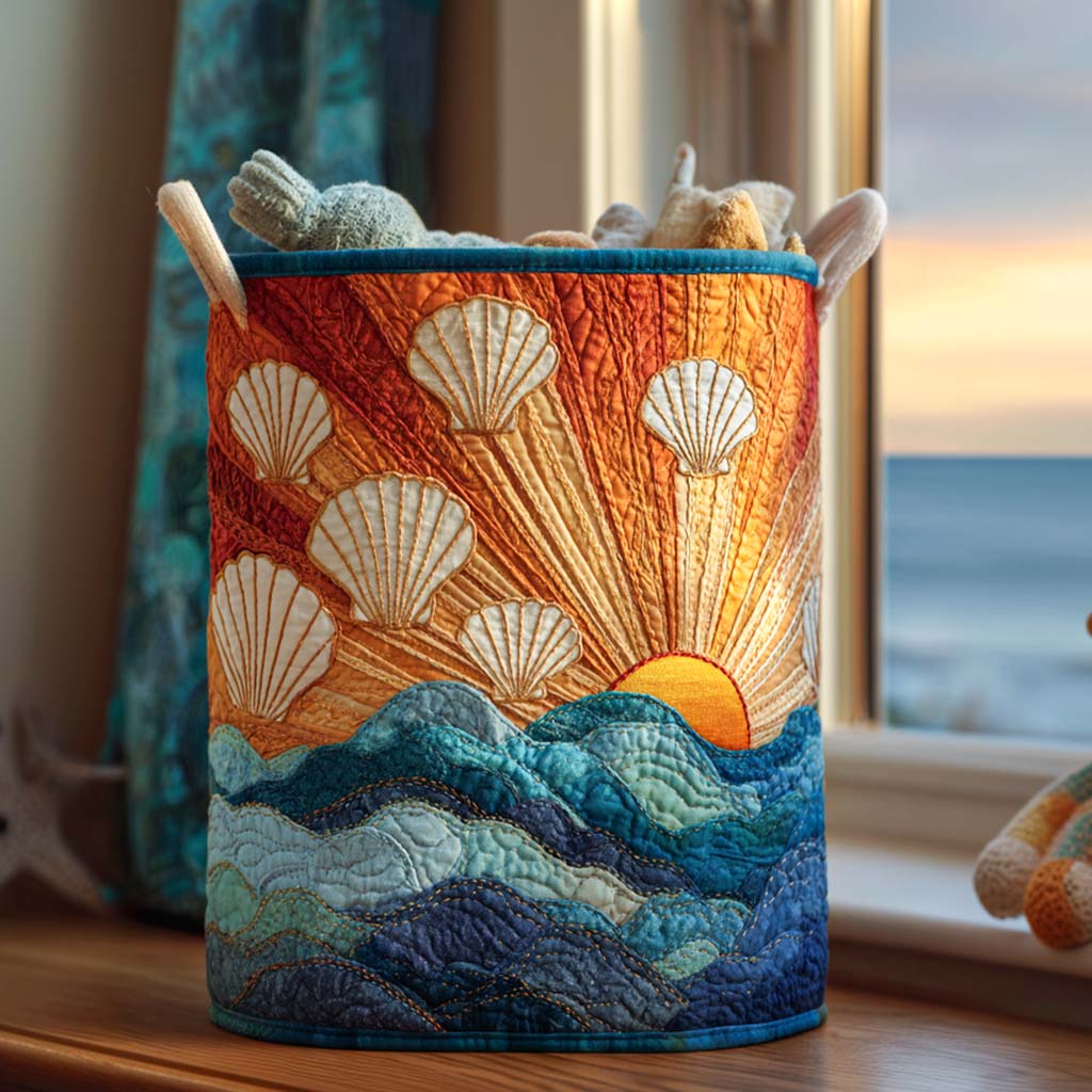 Seaside Shell Spirit Quilted Laundry Basket Dirty Clothes Basket Best Housewarming Gifts