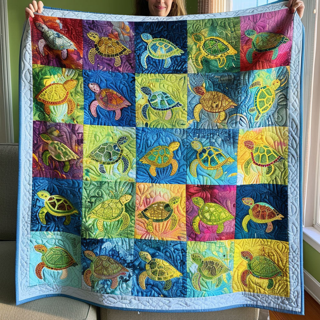 Seaside Turtle Journey Quilted Blanket Best Bedsheets Sea Turtle Themed Gifts