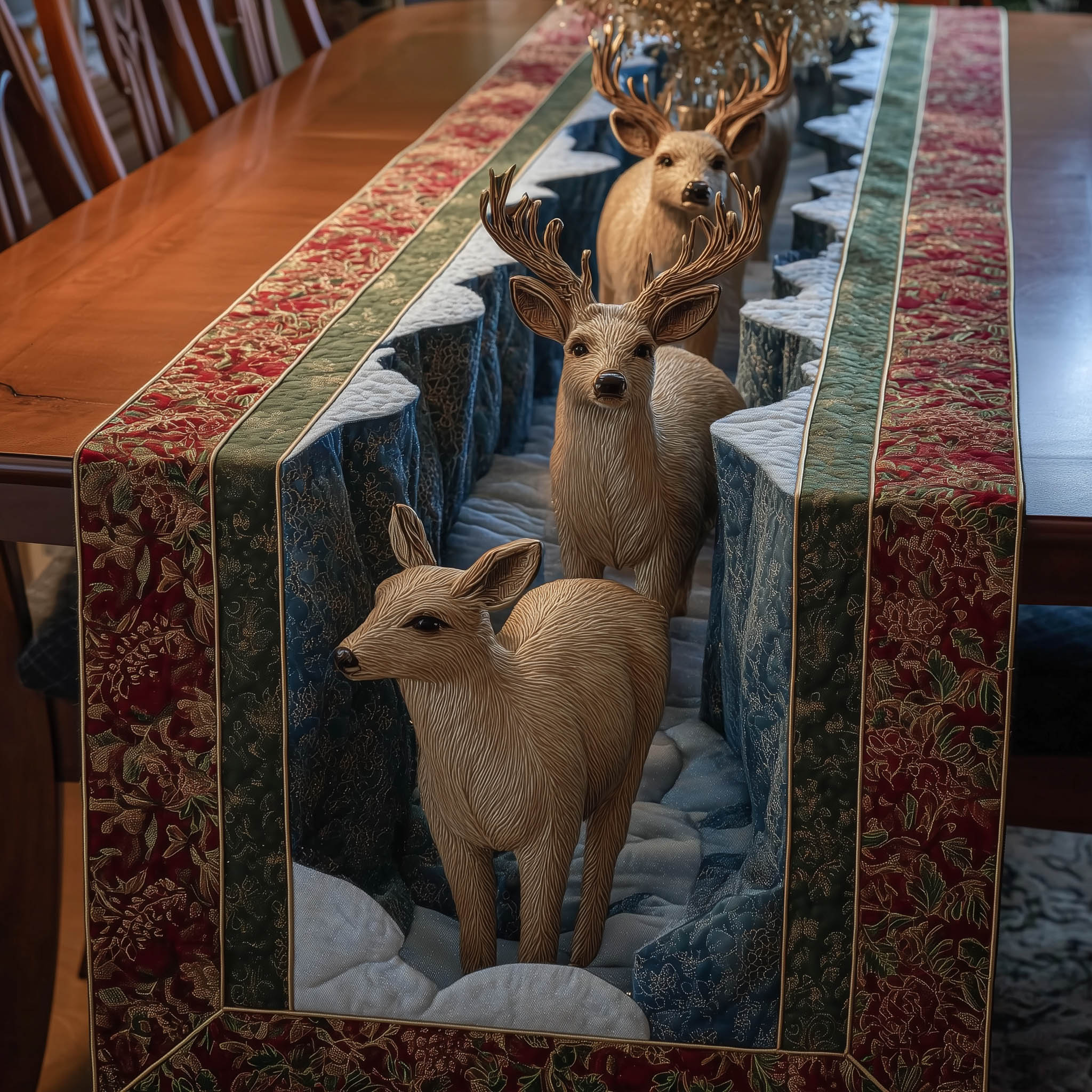 Seasonal Deer Quilted Table Runner Table Runners For Christmas Mother In Law Presents Christmas