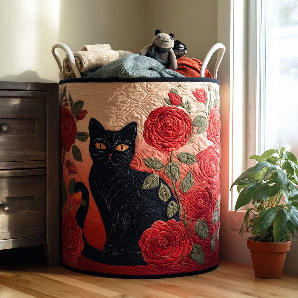 Serenade in Shadows Quilted Laundry Basket Foldable Laundry Hamper Cat Presents For Women