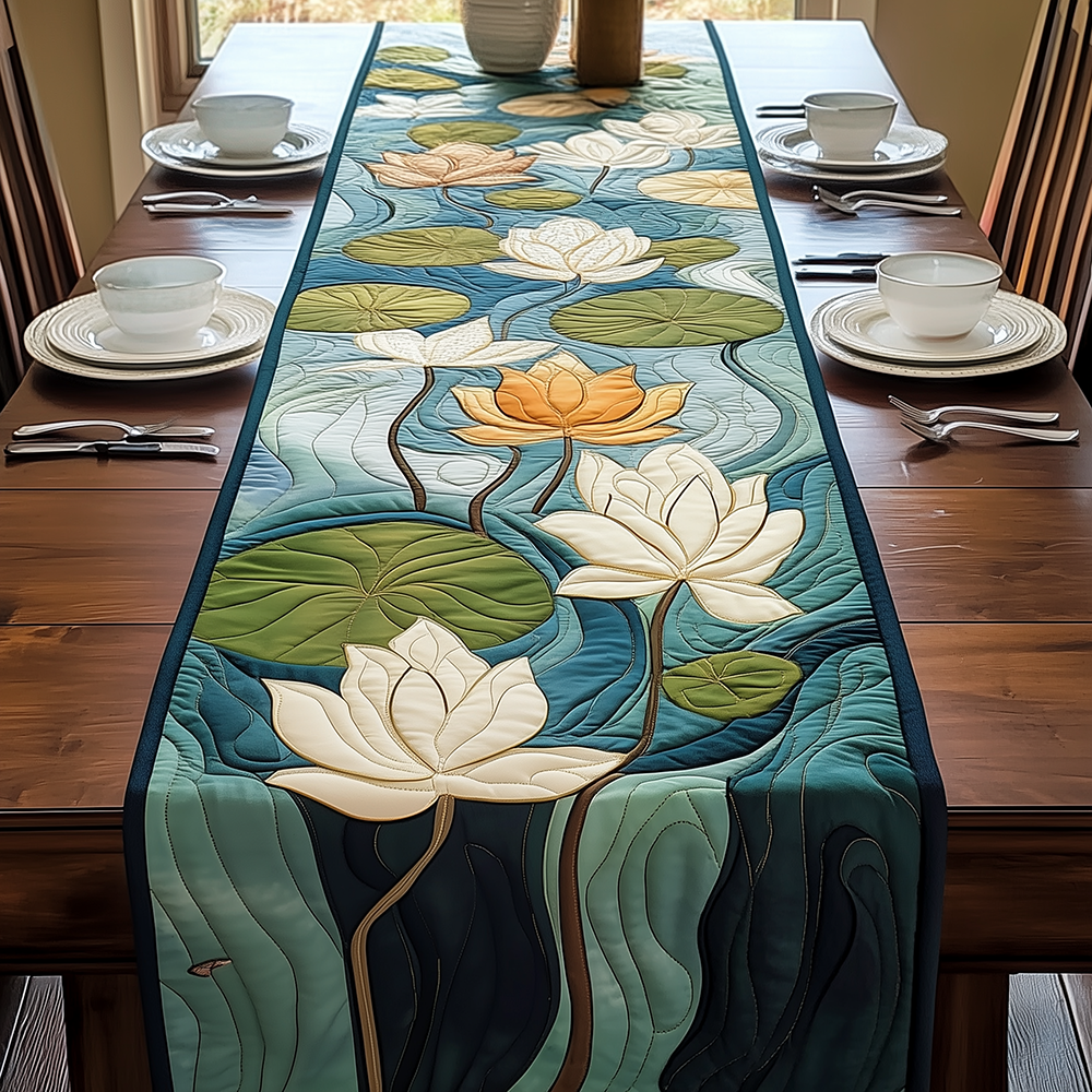 Serene Bloom Quilted Table Runner Dining Room Decor Ideas Gifts For Mom From Son
