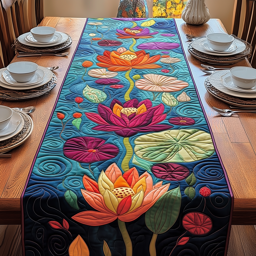 Serene Bloom Quilted Table Runner Kitchen Table Decor Useful Gifts For Mom