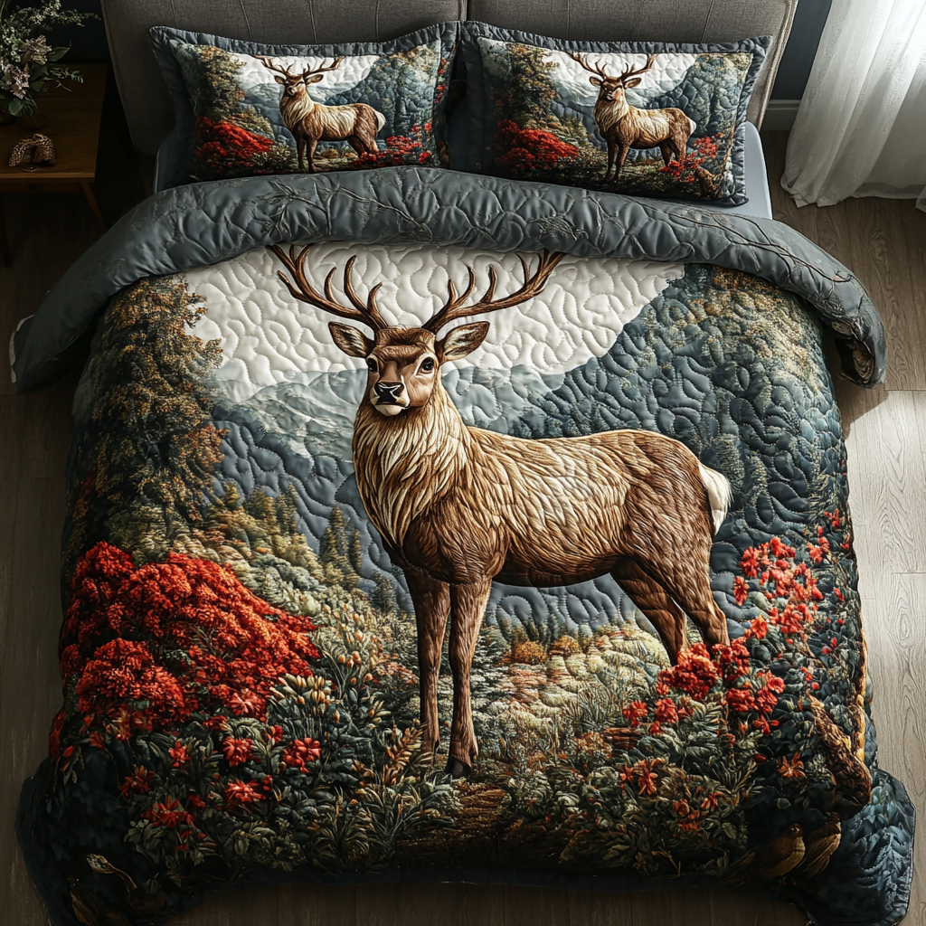 Serene Doe Quilted Bedding Set Cute Bed Sheets For Teens Sentimental Father's Day Gifts