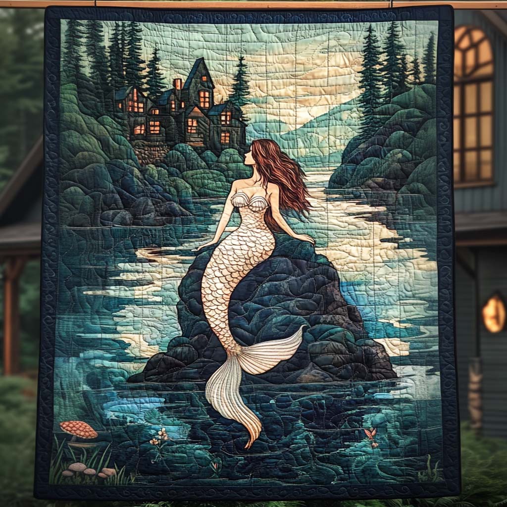 Serene Rock Mermaid Quilted Blanket Cozy Bedroom Ideas Mermaid Gifts For Women