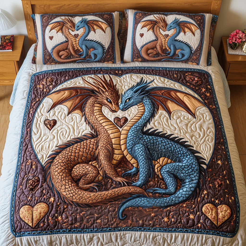 Serenity Dragons Quilted Bedding Set Best Bed Sheet Set Dragon Gifts For 10 Year Olds