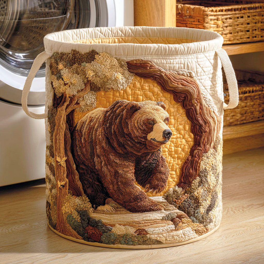 Shadow Bear Quilted Laundry Basket Home Decor Styles Father's Day Gifts For Husband