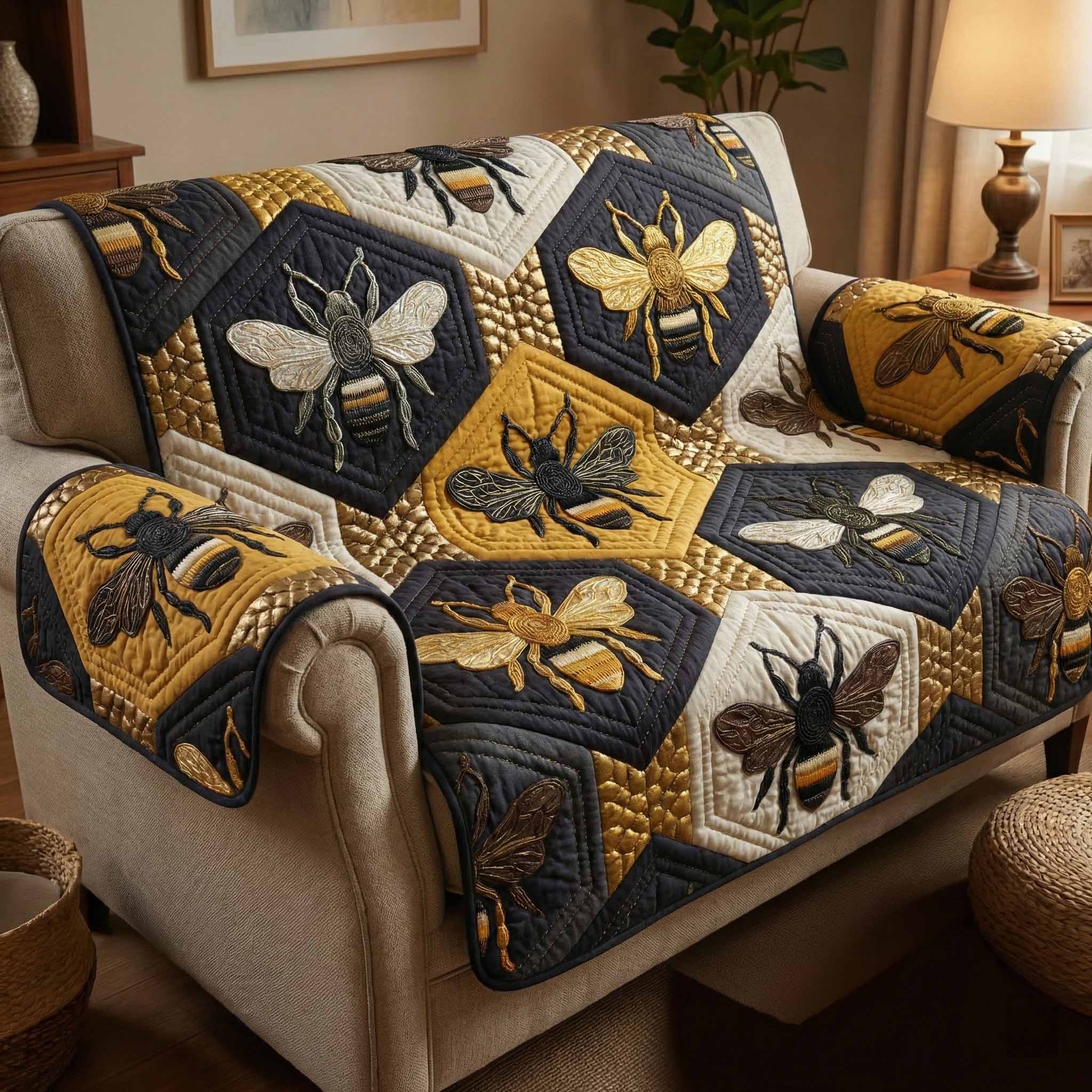 Shadow Swarm Quilted Sofa Cover Best Sofa Covers Gift Ideas For Bee Lovers