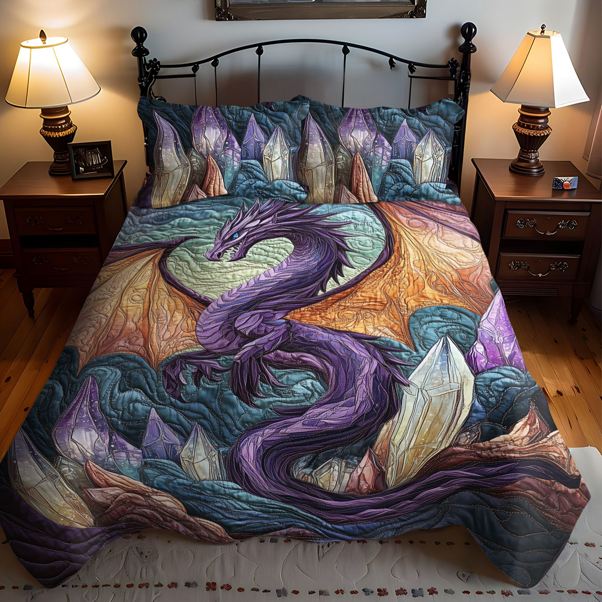 Shadowflame Quilted Bedding Set Bed Decor Great Dragon Lover Gift Ideas