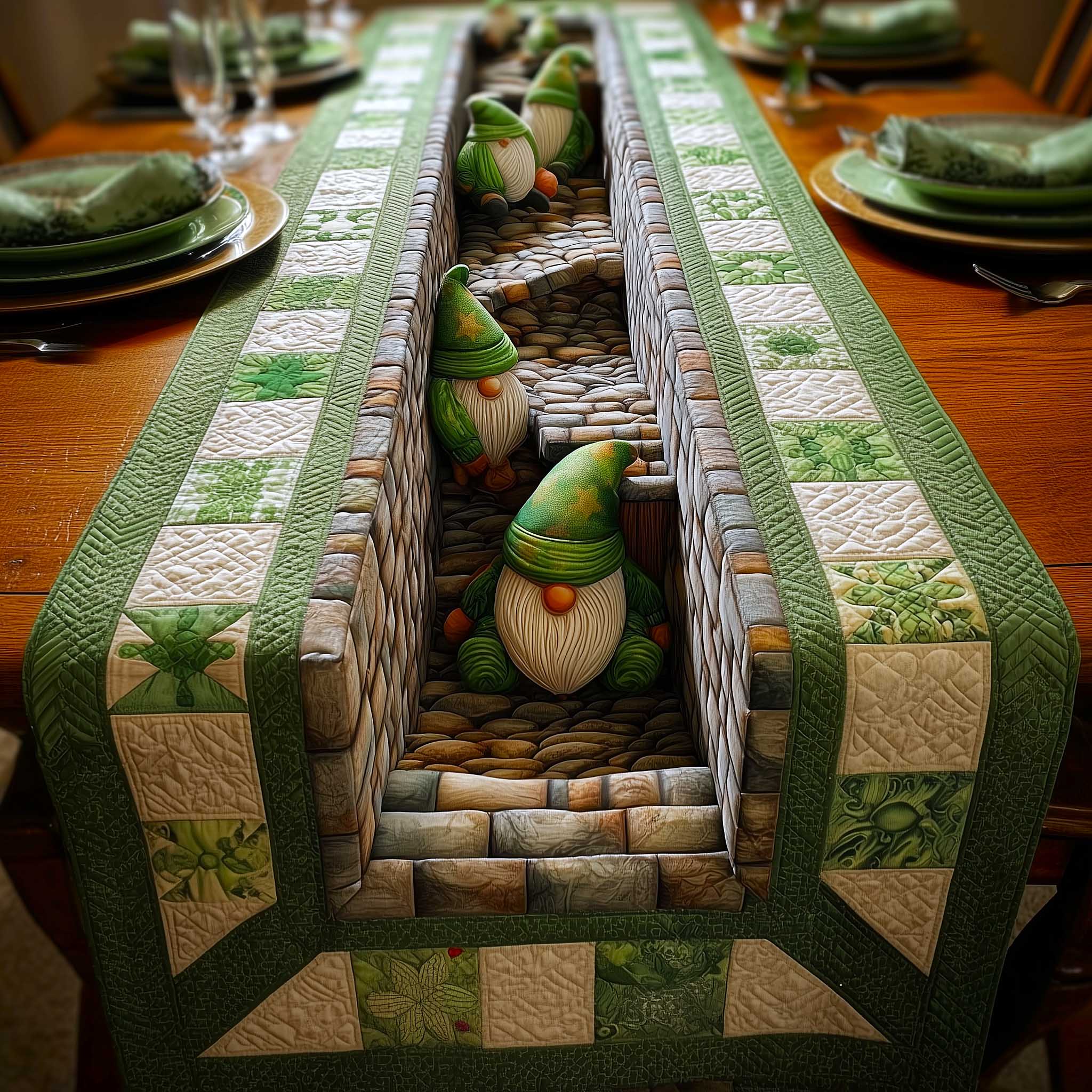 Shamrock Fun Quilted Table Runner Dining Table Centerpiece Ideas St Paddy's Day Gifts