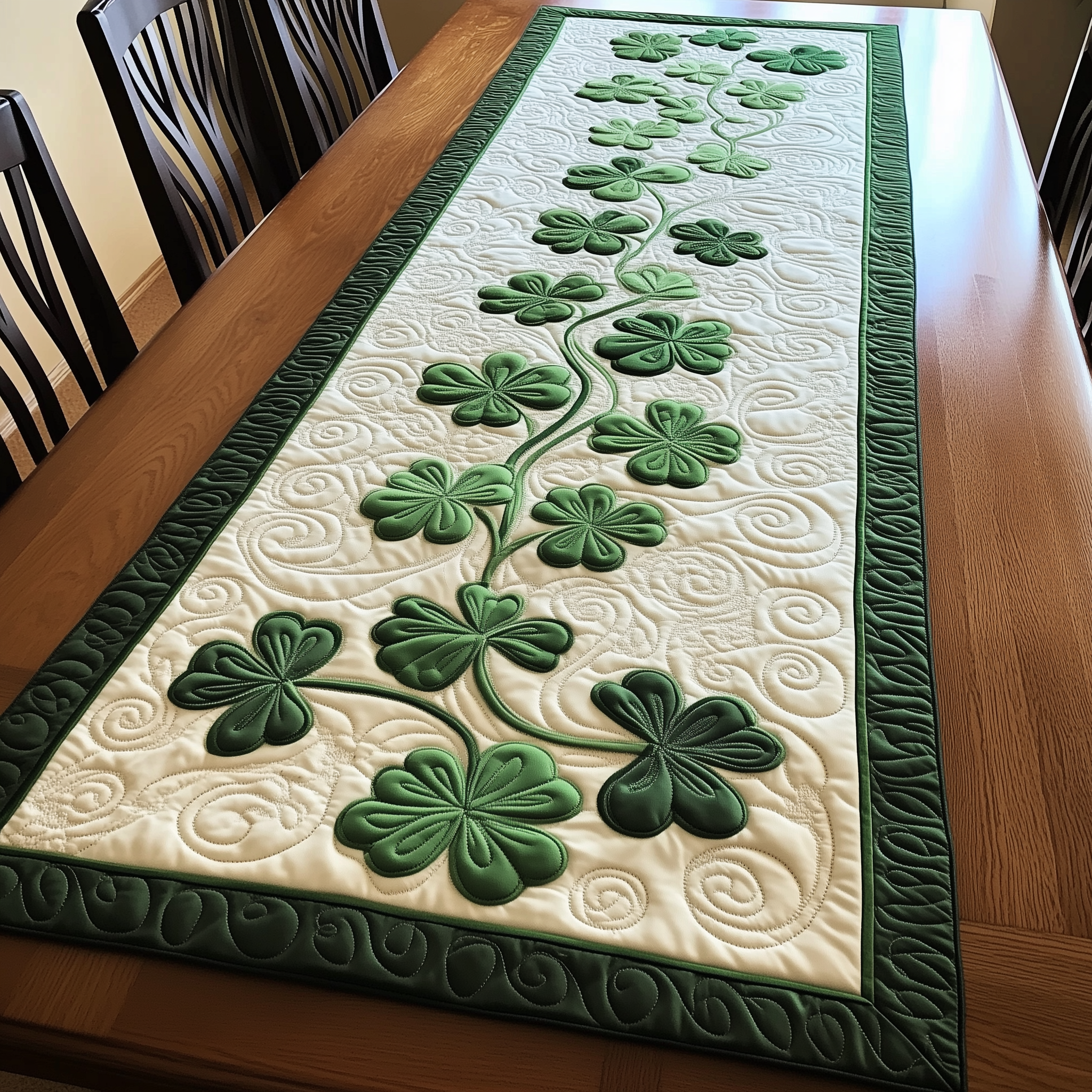 Shamrock Quilted Table Runner Dining Room Table Decor Saint Patrick's Day Gift Ideas