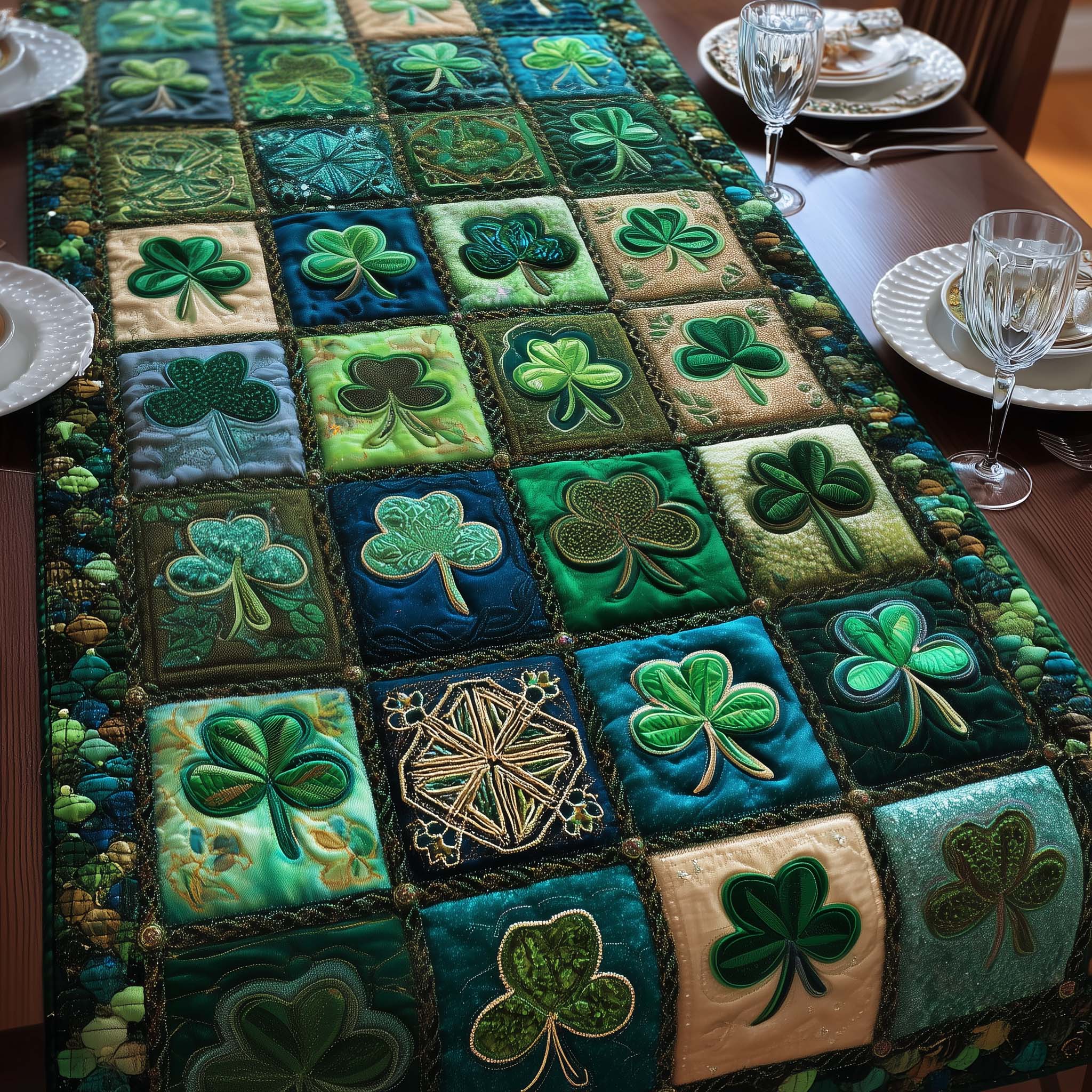 Shamrock Quilted Table Runner Dining Table Decor Ideas Best St Patrick's Day Gifts