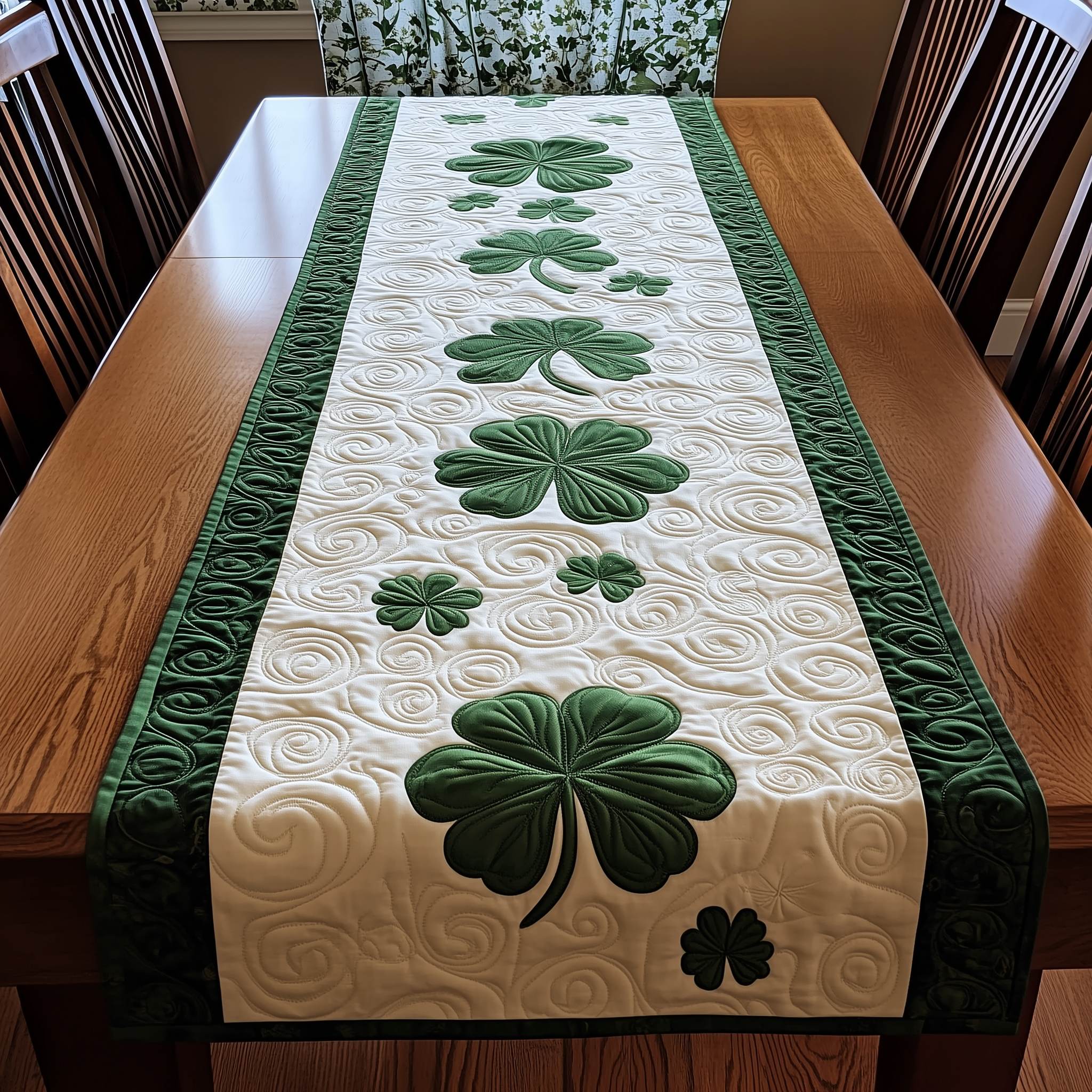 Shamrock Quilted Table Runner Dining Table Decor Ideas St Patrick's Day Gifts For Her