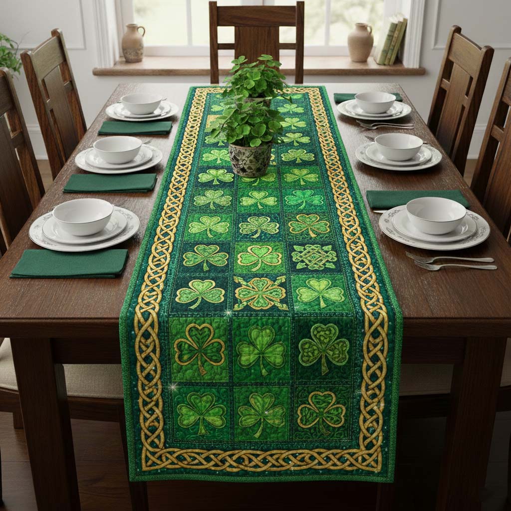 Shamrock Quilted Table Runner Elegant Holiday Table Runners St Patricks Day Presents