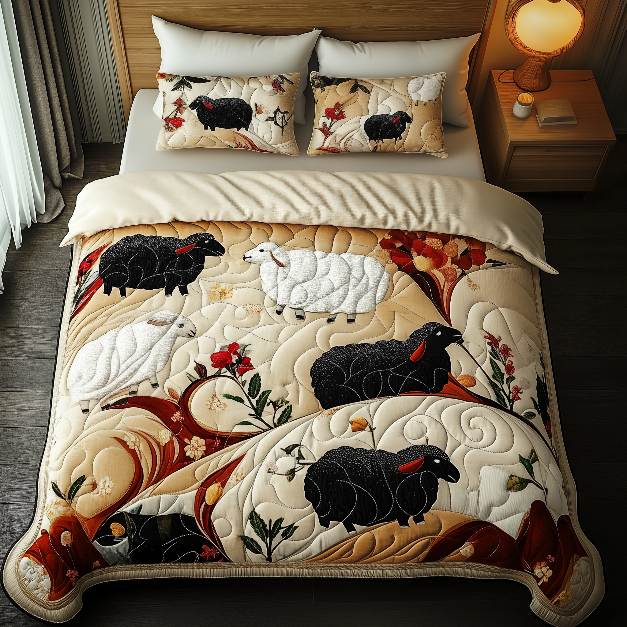 Sheep Quilted Bedding Set Bedspread Quilts Gifts With Sheep Themes