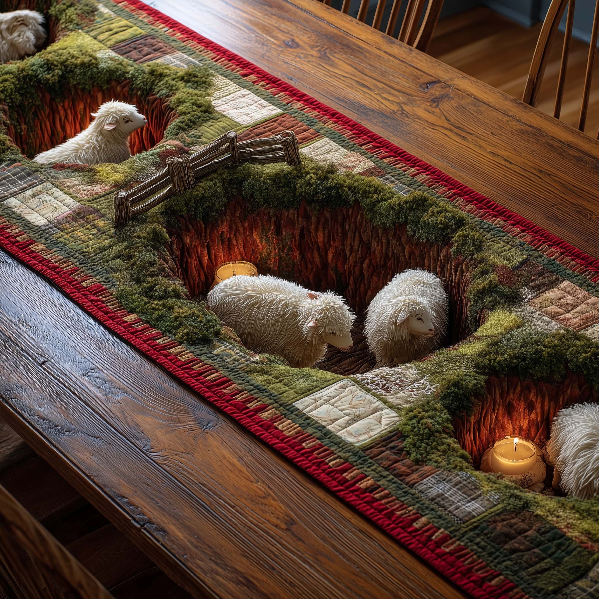 Sheep Quilted Table Runner Country Table Runners Unusual Sheep Gifts