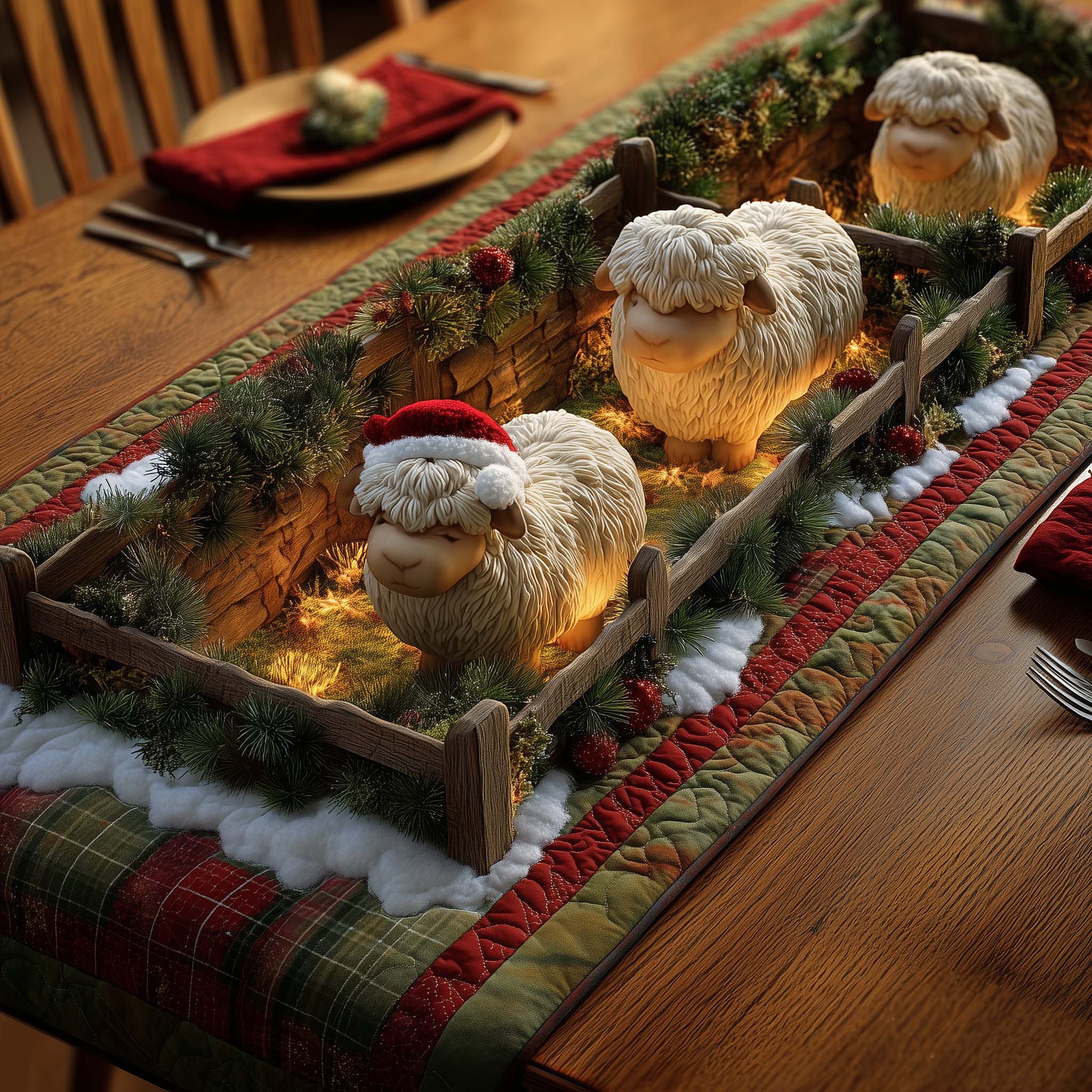 Sheep Quilted Table Runner Farmhouse Style Table Runners Novelty Sheep Gifts