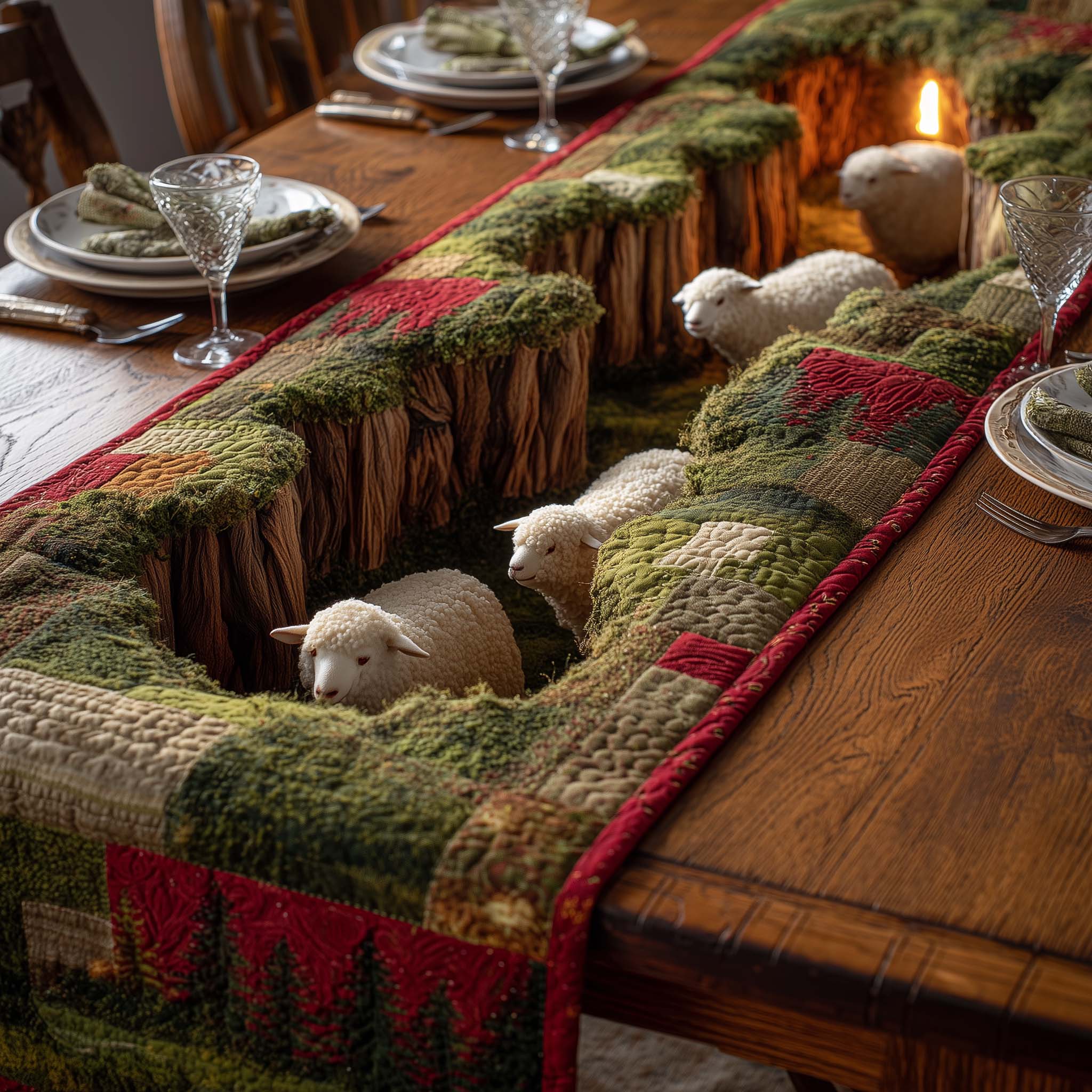 Sheep Quilted Table Runner Farmhouse Table Runner Gifts With Sheep Themes