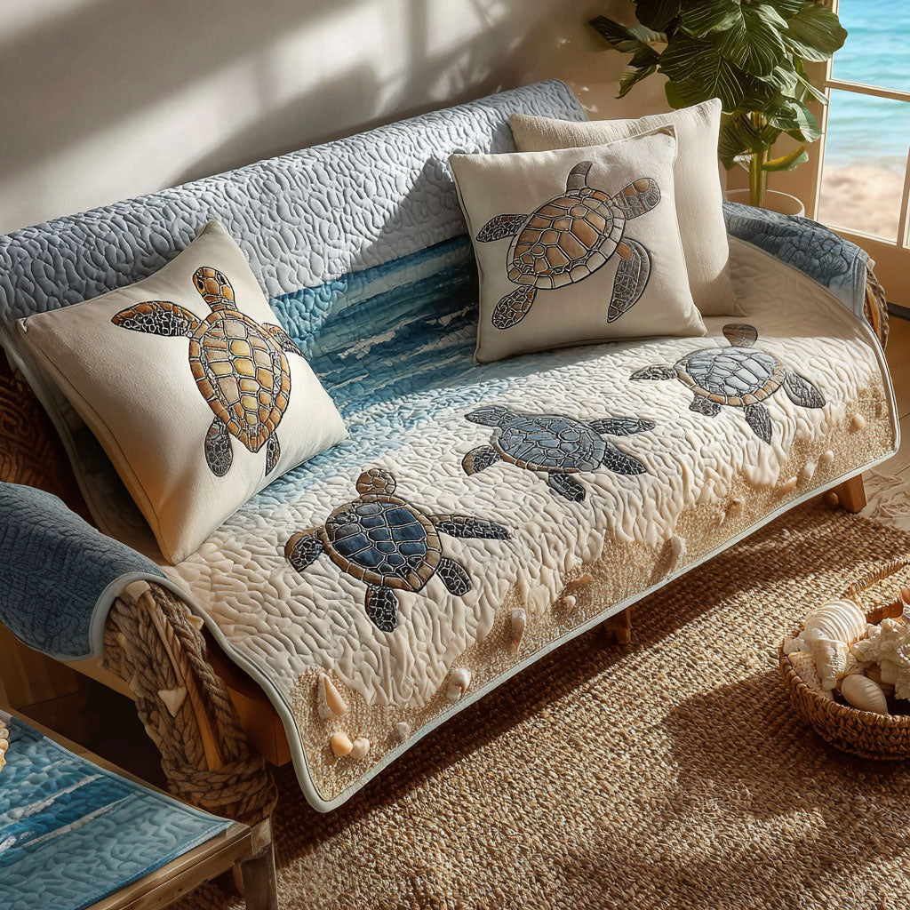 Shell Dreamscape Quilted Sofa Cover Couch Cover Sofa Sea Turtle Themed Gifts