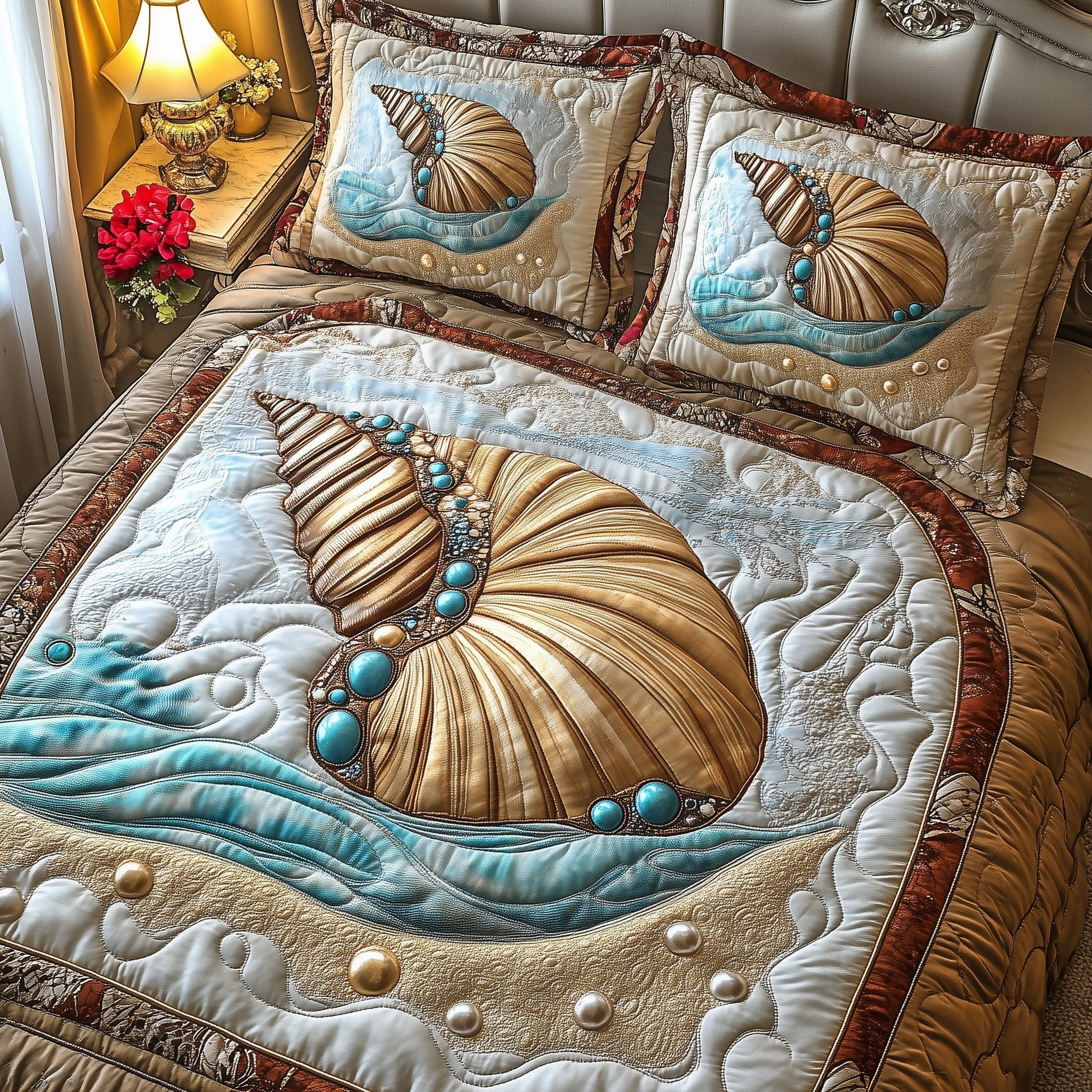 Shell Quilted Bedding Set Boho Bedroom Furniture Ideas For First Mothers Day