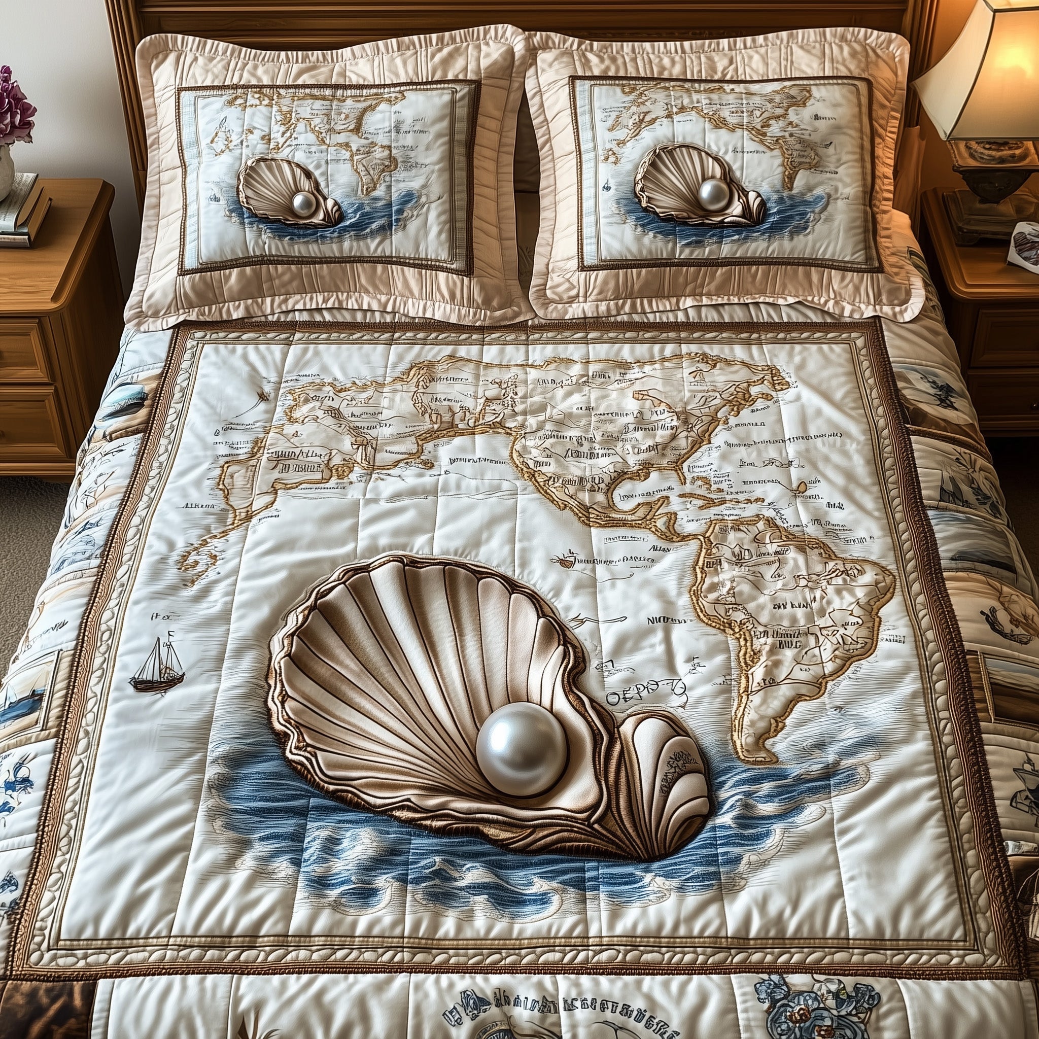 Shell Quilted Bedding Set Over The Bed Decor Mom And Daughter Gift