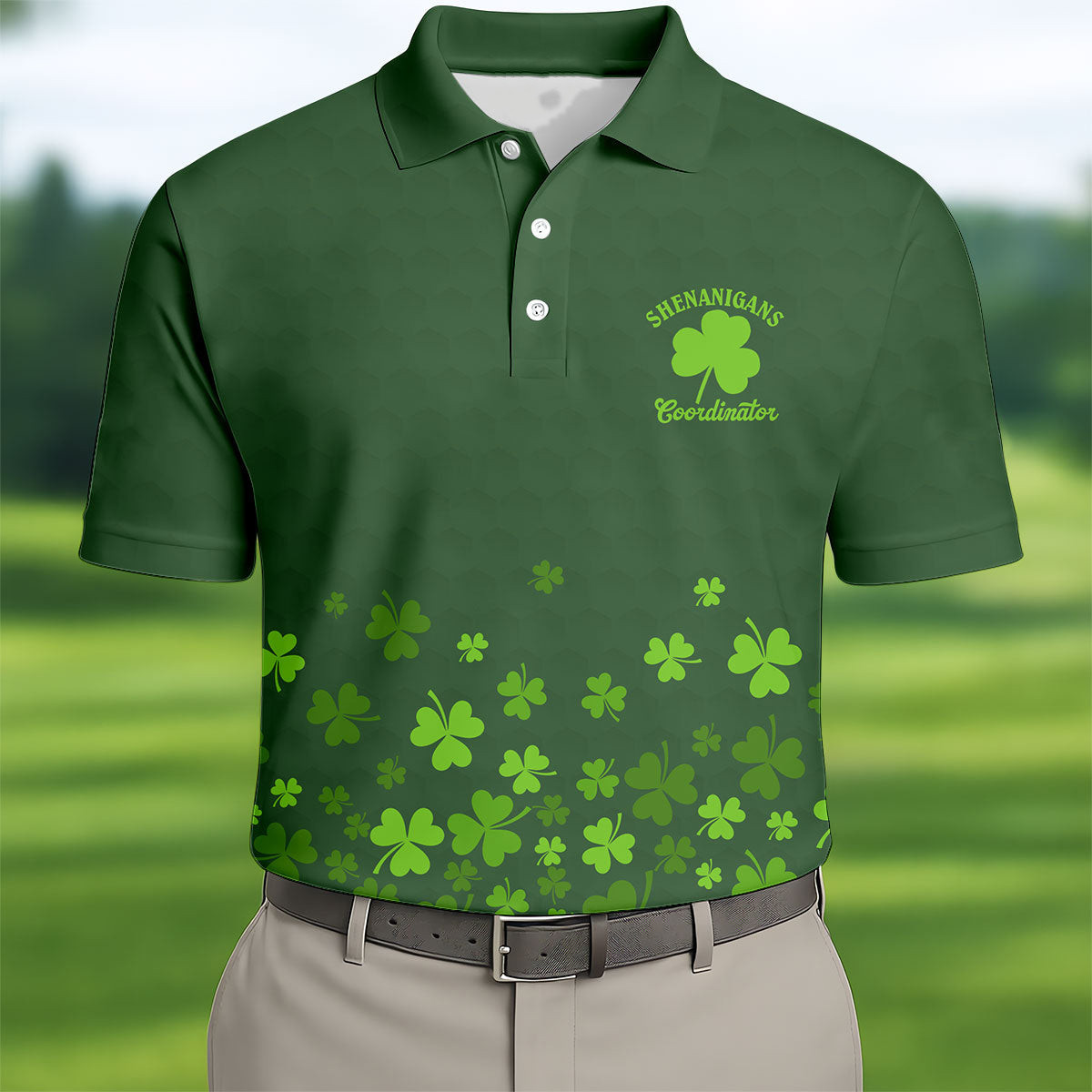Shenanigans St Patrick's Day Golf Polo Shirt Funny Irish Party Golf Shirt Gift For Him - Image 2